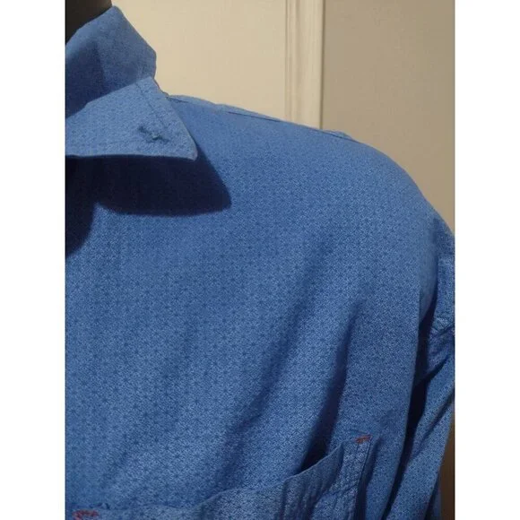 Rafter C Mens Button Down Shirt Blue All Over Print Golf Shirt Long Sleeve XL - Picture 5 of 14